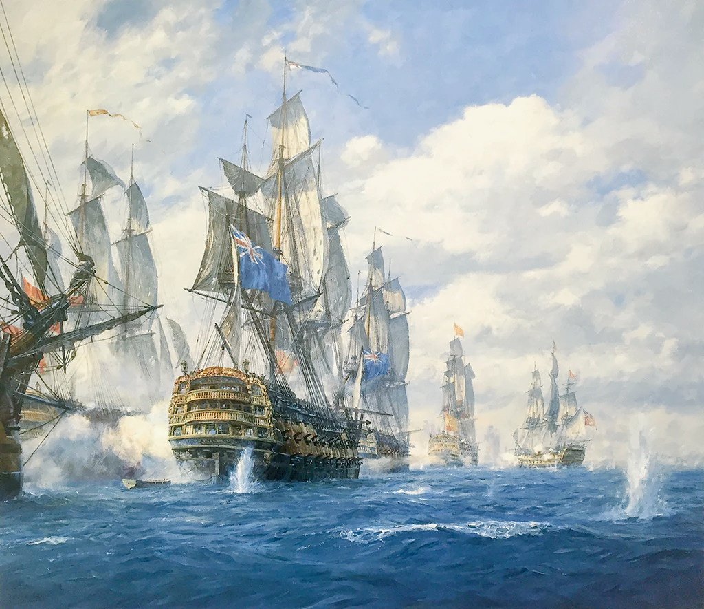 DockYardWall's tweet photo. The Battle of Cape St. Vincent – 14th February 1797 ⚓️🇬🇧
The dramatic moment when British ships, led by Admiral Sir John Jervis, engaged and defeated a larger Spanish fleet off the coast of Portugal.
#GeoffHunt https://t.co/RWv2kcmfDN