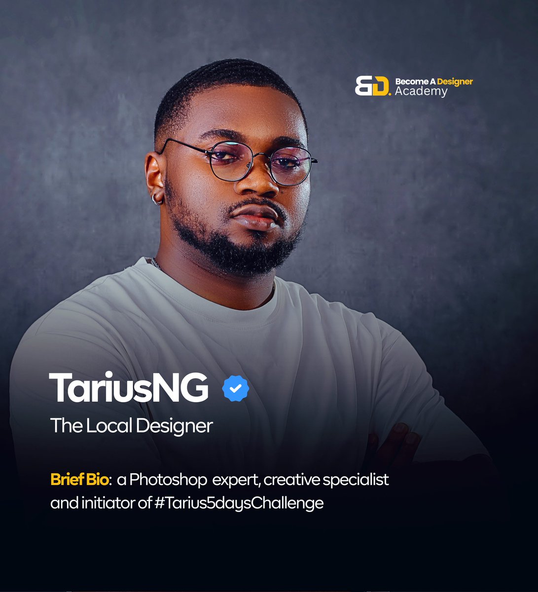 Bcomeadesigner's tweet image. Meet @TariusNG, The Local Designer👹
He’s the tutor you’ll learn under at our upcoming Photoshop Workshop, a one month training program designed to scale your design skill and your earning potentials.
Join the waitlist. Link in the comments👇
