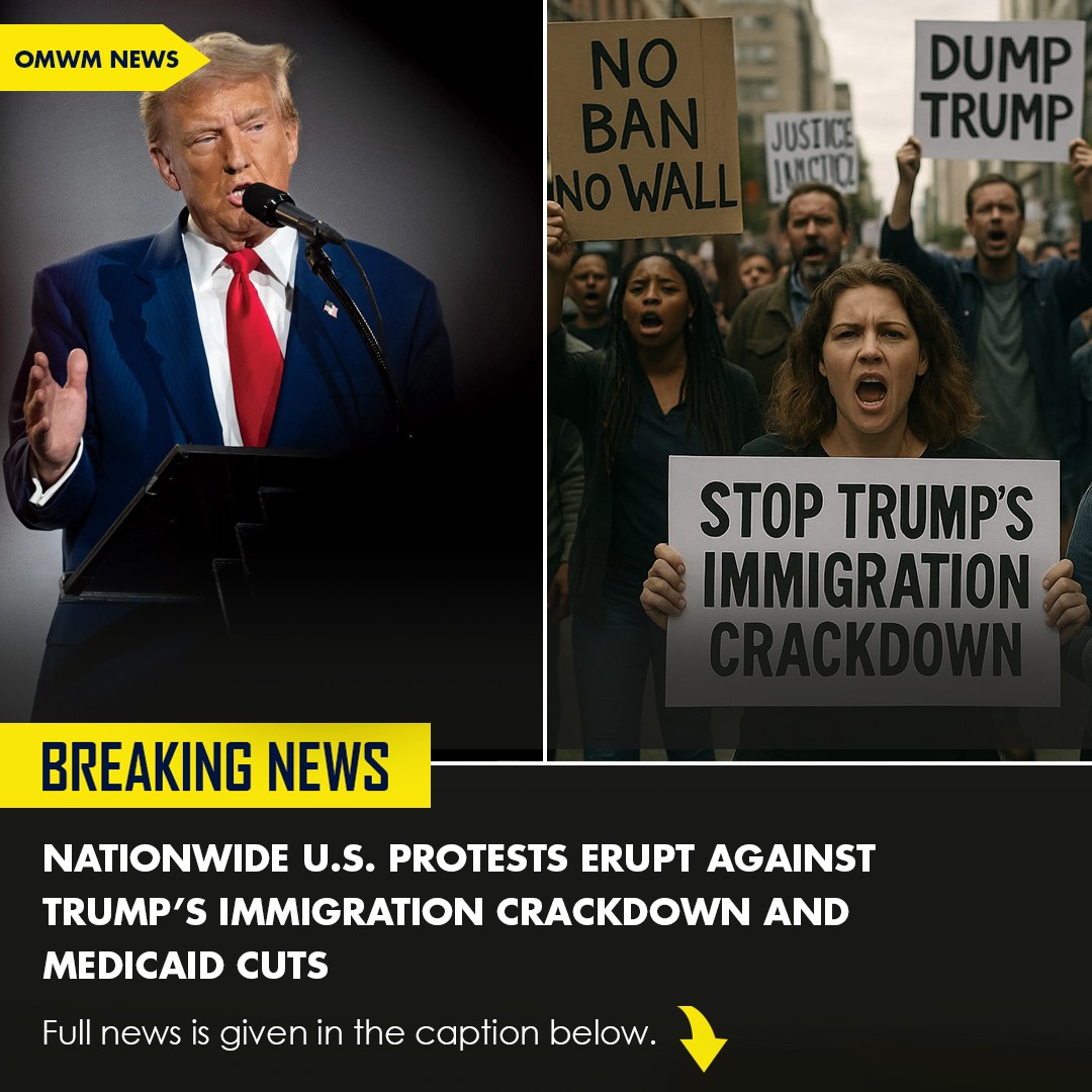 ourmakewebmedia's tweet image. 🚨 BREAKING NEWS 🚨
Nationwide protests erupt across the U.S. against Trump’s immigration crackdown and Medicaid cuts.
Citizens demand justice, inclusivity, and healthcare for all.
🔴 Tensions rising. Public outrage intensifies.
📍 Full Story 👇
#TrumpNews #USProtests