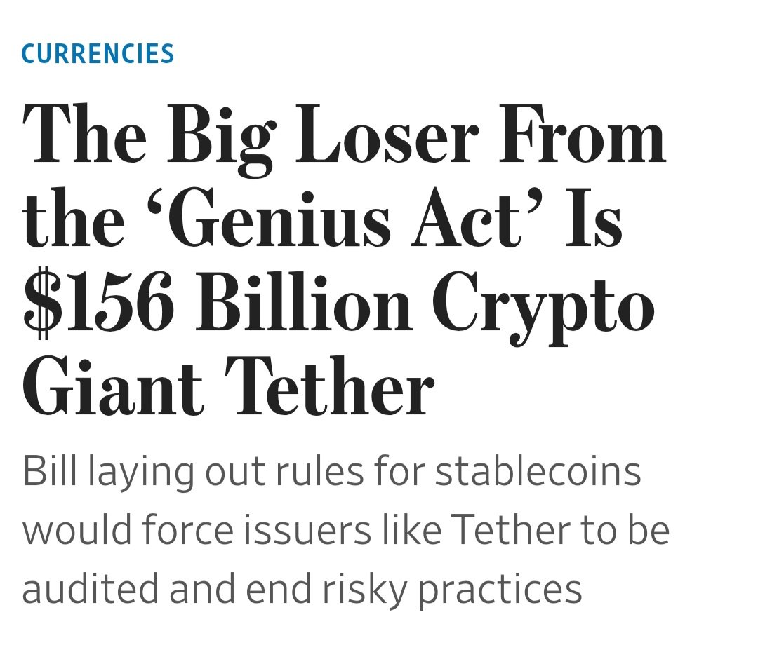 VersanAljarrah's tweet image. #Breaking: The Stablecoin Bill is about to pass. Once it does, Tether is in line for a full regulatory audit.
If you’re holding $Tether or assets tied to it, now is the time to reconsider.
Expect billions to move from shadow stablecoins into fully compliant ones like $RLUSD.
