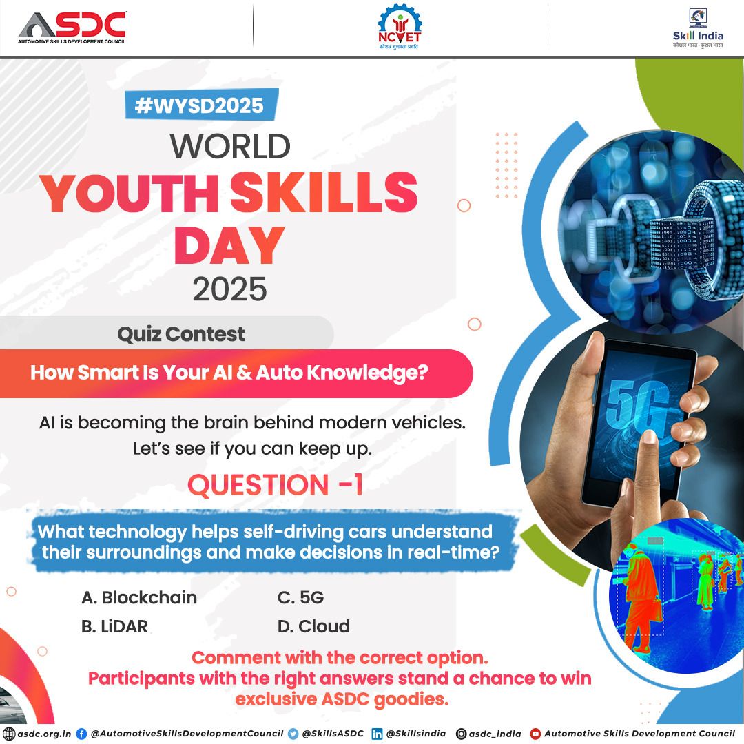 ASDC is happy to announce its first question for the WYSD 2025 Quiz Contest.
As AI transforms the automotive world, staying updated is essential.
Think you know how smart vehicles make real-time decisions?
Comment your answer below and win exclusive ASDC goodies.

#WYSD2025