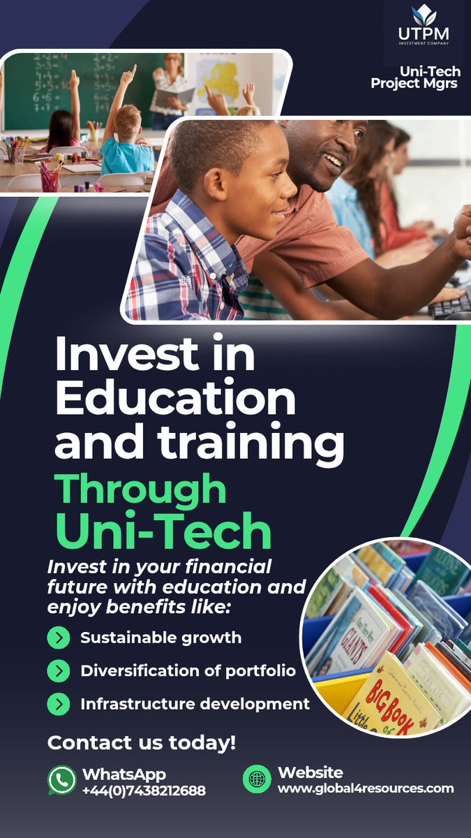 uni_techproject's tweet image. Investing in Education is Investing in the Future Empower minds,build skills,unlock endless possibilities through strategic investments in education and training.
Contact
+44(0)7438212688
enquires@global4resources.com
 global4resources.com
#InvestInEducation #LifelongLearning