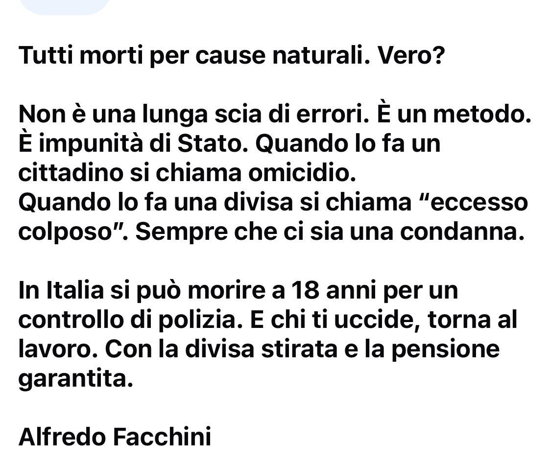 streetcnina's tweet image. ALDRO
Se quattro guardie non l’avessero ammazzato di botte, oggi Federico Aldrovandi avrebbe compiuto 38 anni.
#FedericoAldrovandi