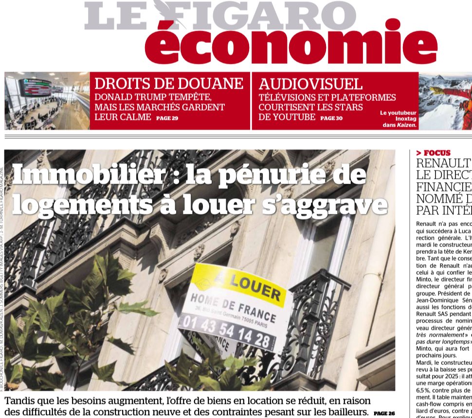 🚨 le marché de la location s’enfonce dans la crise .
➡️ le <a href="/gouvernementFR/">Gouvernement</a>  devra choisir :
✔️ investir pour relancer l’offre et créer de la croissance 
✔️ alléger les contraintes pour libérer l’existant et faciliter la construction neuve.
#immobilier #logement 
<a href="/Le_Figaro/">Le Figaro</a>