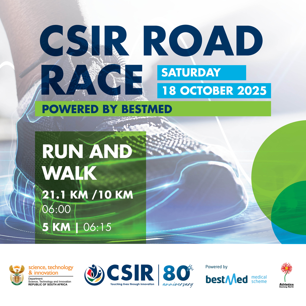 CSIR πΏπ¦ (@csir) on Twitter photo Registration for the 32nd CSIR Road Race, powered by <a href="/BestmedScheme/">Bestmed</a>, is now open!
πSaturday, 18 October 2025
β°Start time:
πCSIR Main Campus, Meiring Naude Road, Brummeria, Pretoria
πββοΈβRun and walk: 21.1 km, 10 km and 5 km
Visit csir.co.za/csir-road-race⦠for more info and to Registration for the 32nd CSIR Road Race, powered by <a href="/BestmedScheme/">Bestmed</a>, is now open!
πSaturday, 18 October 2025
β°Start time:
πCSIR Main Campus, Meiring Naude Road, Brummeria, Pretoria
πββοΈβRun and walk: 21.1 km, 10 km and 5 km
Visit csir.co.za/csir-road-race⦠for more info and to