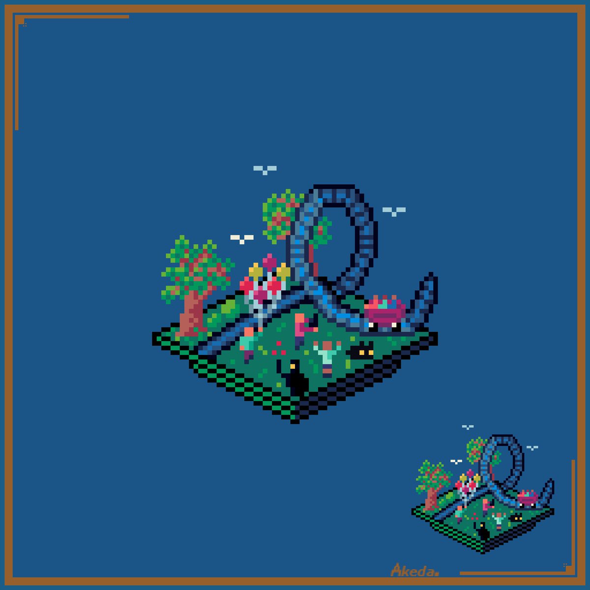 Akeda_7's tweet photo. The theme for this week's #cubecollab from
@PixelShorts was #themepark

The little magician and the kitty decided to crash the universe of cube collabs!

#pixelcollabs #pixelart #artmoots https://t.co/1eZu0GOWJw