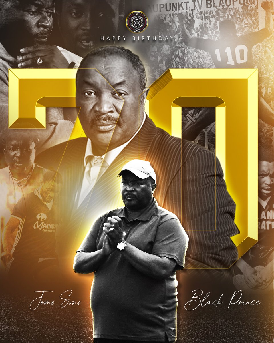 ☠️ Happy 70th Birthday to the legendary 👑 #10 Jomo “Black Prince” Sono

⚫⚪🔴⭐
#orlandopirates
#OnceAlways