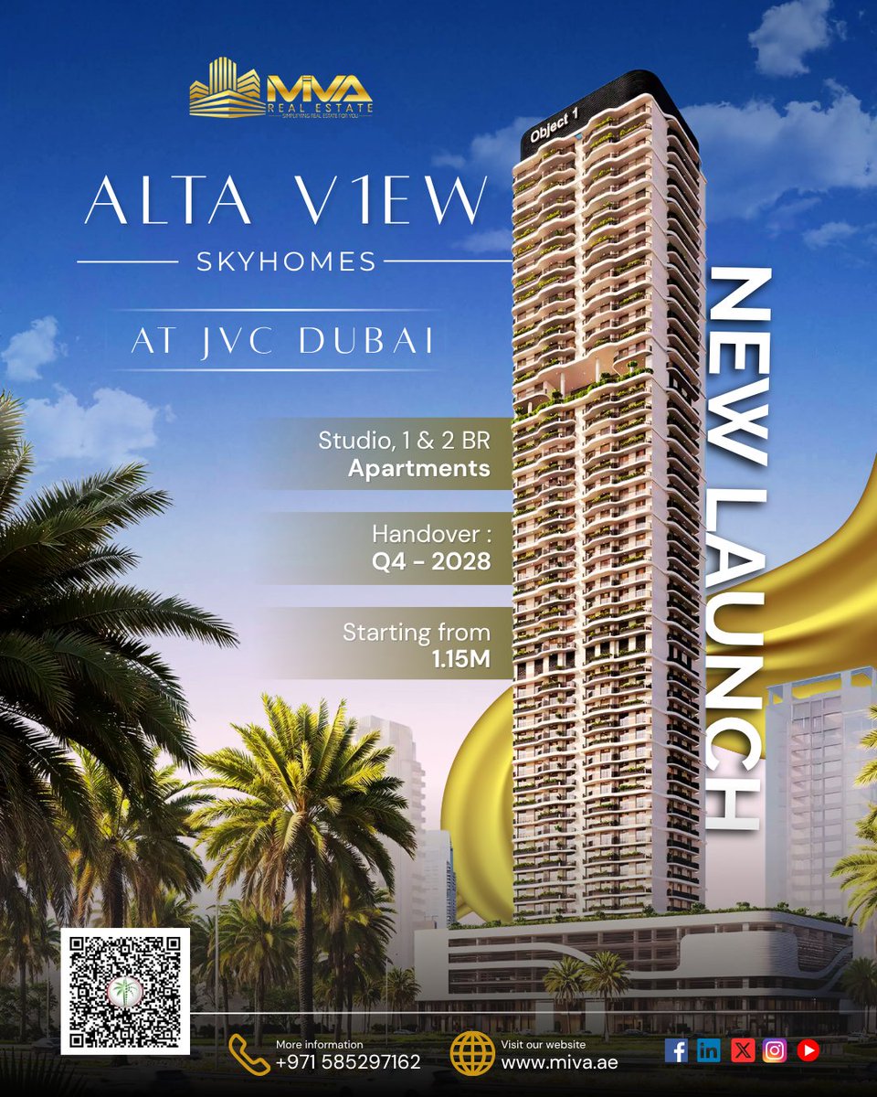 mivarealty's tweet image. ✨ Discover Alta V1ew at JVC – Where Style Meets Smart Living ✨

💬 DM now to book your unit!
🌐 miva.ae/apartments-for…
☎+971 58 529 7162
✉ info@miva.ae

#mivarealestate #altav1ew #objectone #jvcdubai #dubairealestate #dubaipropertyinvestment #luxurylivingdubai #dubai