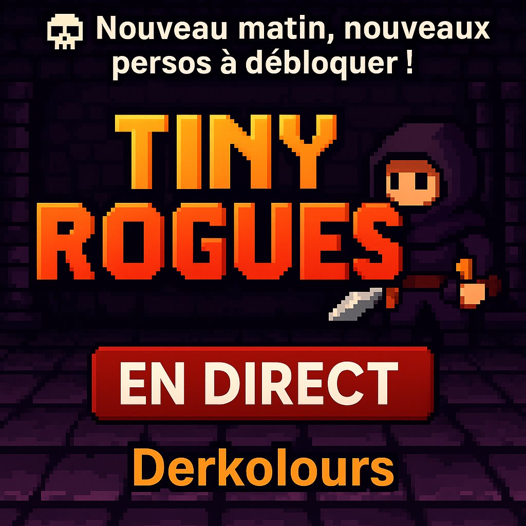 derkovlev's tweet image. 🎮 Nouveau run sur Tiny Rogues ce matin !  
Objectif : exploser des boss, débloquer des persos et prier la RNG 💀  
➡️ LIVE maintenant, café à la main &amp;amp; run pixel brutal en vue  
🔴 twitch.tv/derkolours
#TinyRogues #Roguelite #IndieGame #LiveFR #PixelArt