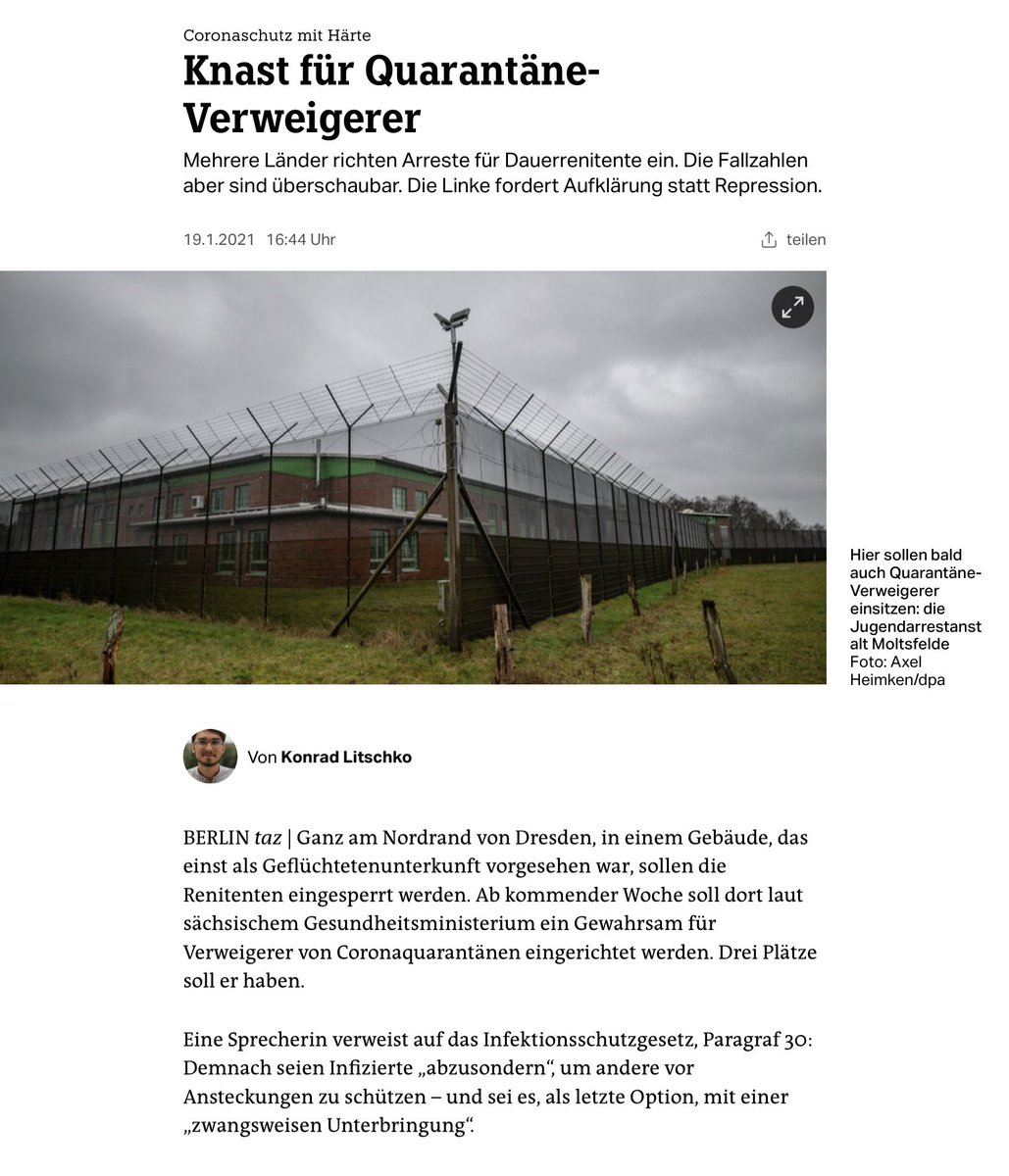 Vergessen wir nicht: Die Lager waren schon eingerichtet. Dieser Staat war vorbereitet auf Buchenwald und Dachau 2.0 - und nein, das ist keine Verharmlosung, denn es begann nicht mit Massenmord, sondern mit systematischer Ausgrenzung. 

Ob jemand wegen eines positiven PCR-Test