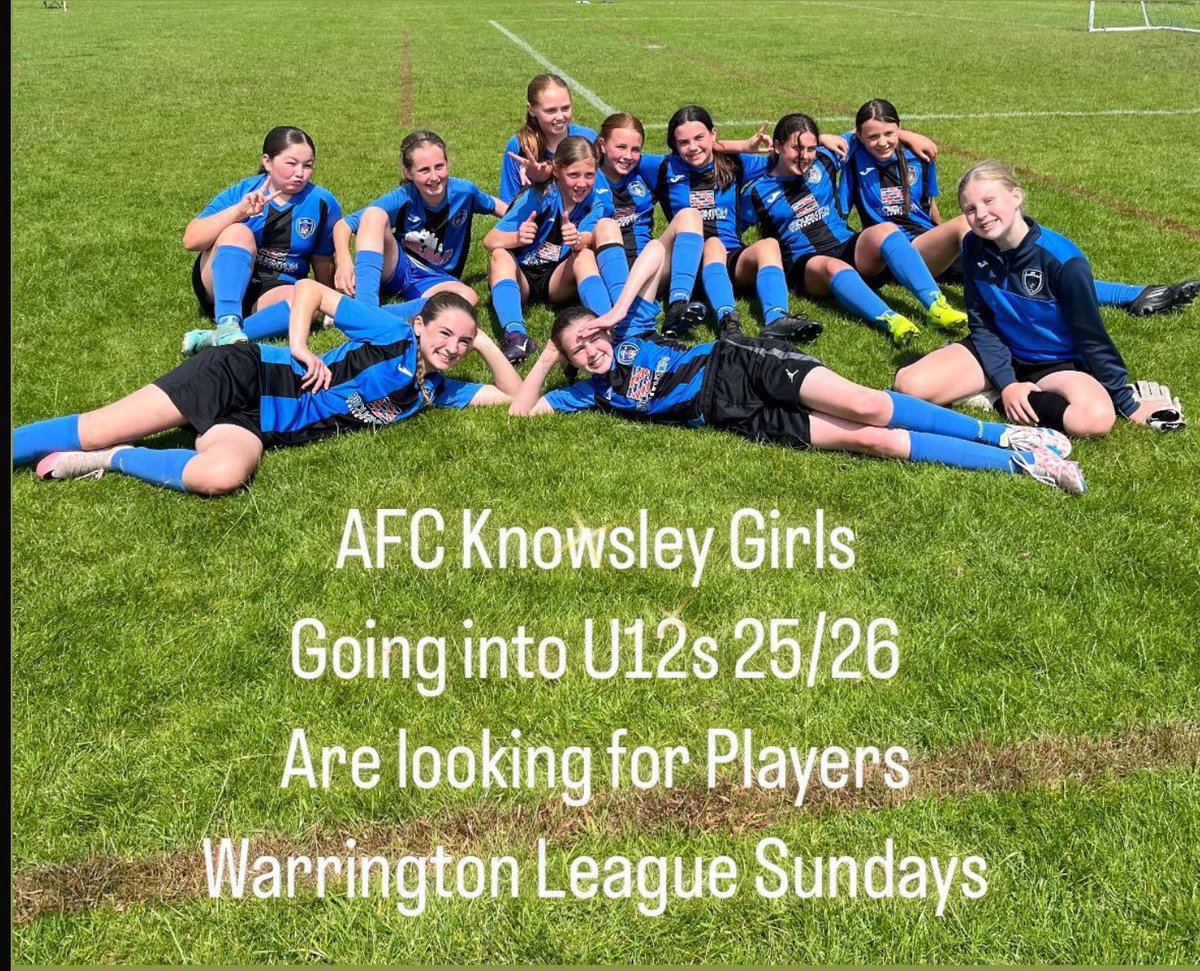 🚨 U12s Girls Wanted 🚨 

Low to Medium Girls team going into under 12s next season are looking for players. Warrington Sunday league 

Please get in touch with Bec - 07923804134

🔵⚫️🔵⚫️🔵