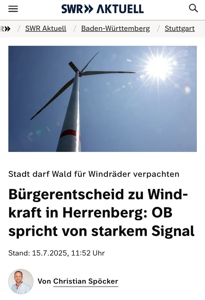 Den Menschen ist nicht mehr zu helfen. Die haben in einem Volksentscheid zugestimmt, dass einem WEA-Unternehmen die Waldflächen der Gemeinde für sieben WEA verpachtet werden. Also Wald 🌳 gegen WEA. Die Dauerbeschallung hat geholfen, Waldflächen für immer kaputt machen zu können.