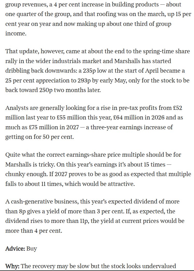 BUY #MSLH Marshalls Says Tempus In The Times

After copping plenty of flak over its deal for the roofer Marley, the sun may yet shine for the landscaping and building products firm