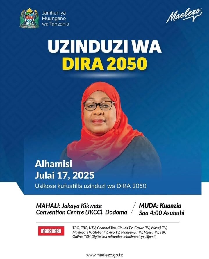 Mhe Rais atazindua Dira ya maendeleo ya Taifa kwa miaka 25 ijayo yenye kutekelezwa kwa mpango wa miaka mitano mitano. 
Je unahisi ni kipi kwenye yale maoni yako uliotoa kimeingizwa kwenye Dira na upi mtazamo wako kwa Dira hii inayokwenda kuzinduliwa Leo?