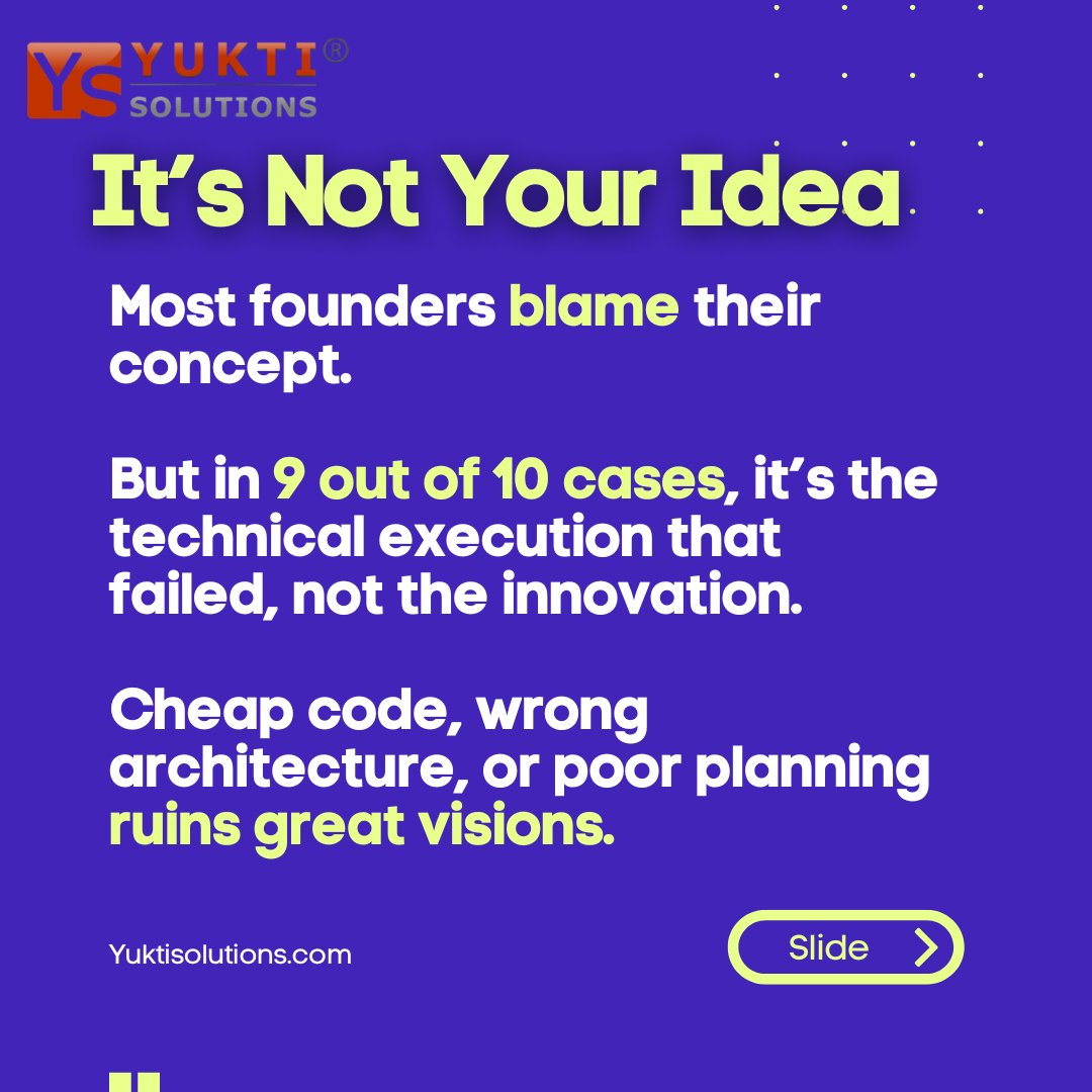 yuktisolutions's tweet image. 💡 You spent months perfecting your engineering concept.
But when it went digital... it broke.
It wasn’t your idea.
It was poor execution.

❌ Weak backend
❌ Bad architecture
❌ Unscalable MVP
If you’re building IoT or product-heavy tech — this is for you.
#TechExecution #MVP