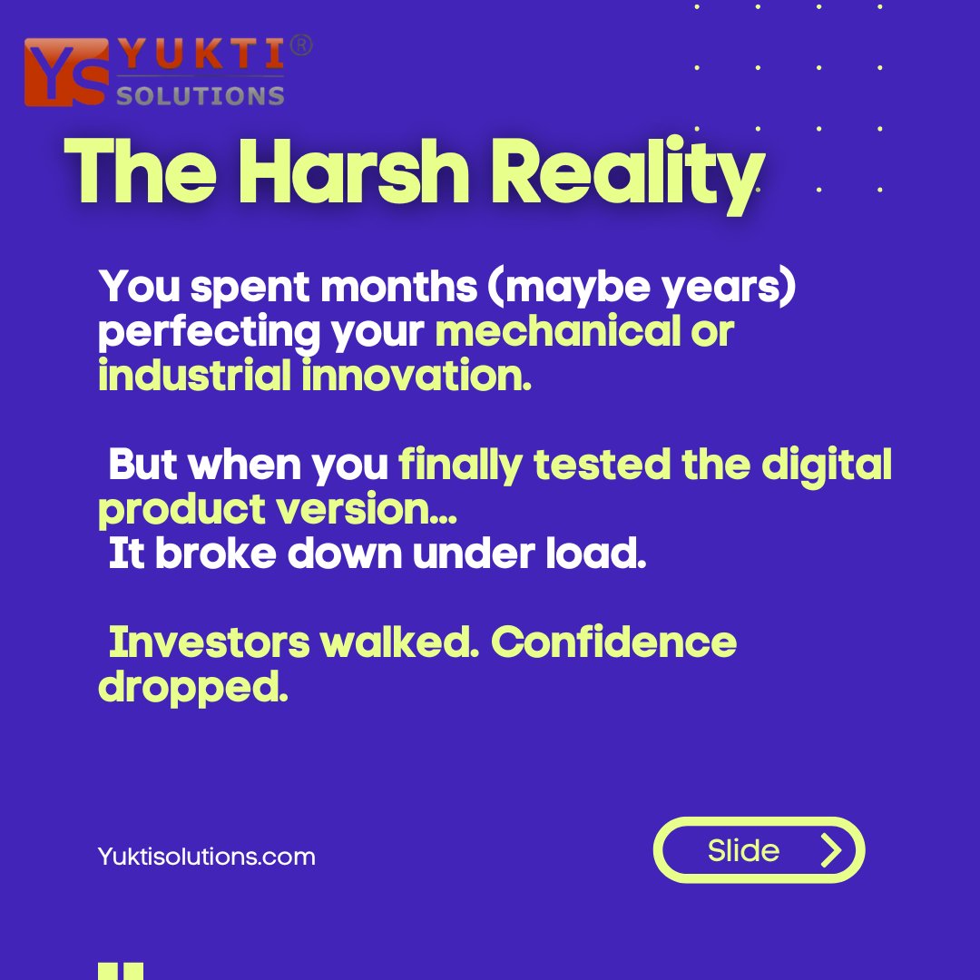 yuktisolutions's tweet image. 💡 You spent months perfecting your engineering concept.
But when it went digital... it broke.
It wasn’t your idea.
It was poor execution.

❌ Weak backend
❌ Bad architecture
❌ Unscalable MVP
If you’re building IoT or product-heavy tech — this is for you.
#TechExecution #MVP
