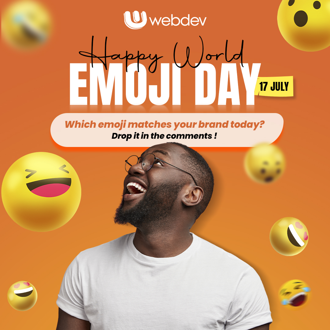 WebdevZimbabwe's tweet image. It's World Emoji Day! 🥳 If your brand had to pick one emoji to represent it today, which would it be? Drop it in the comments!