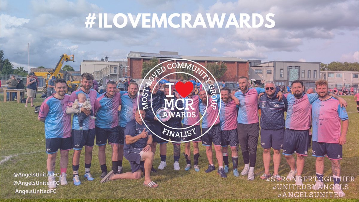 Angels United FC (@angelsunitedfc) on Twitter photo We've been shortlisted for the <a href="/ILoveMCR/">I Love Manchester</a> #ILoveMCRAwards in the Most Loved Community Group category. Vote at ilovemanchester.com/awards. Your vote is a message of hope, strength, and togetherness. Good luck to all nominees! #AngelsUnited #StrongerTogether
Please share 🩷💙 We've been shortlisted for the <a href="/ILoveMCR/">I Love Manchester</a> #ILoveMCRAwards in the Most Loved Community Group category. Vote at ilovemanchester.com/awards. Your vote is a message of hope, strength, and togetherness. Good luck to all nominees! #AngelsUnited #StrongerTogether
Please share 🩷💙