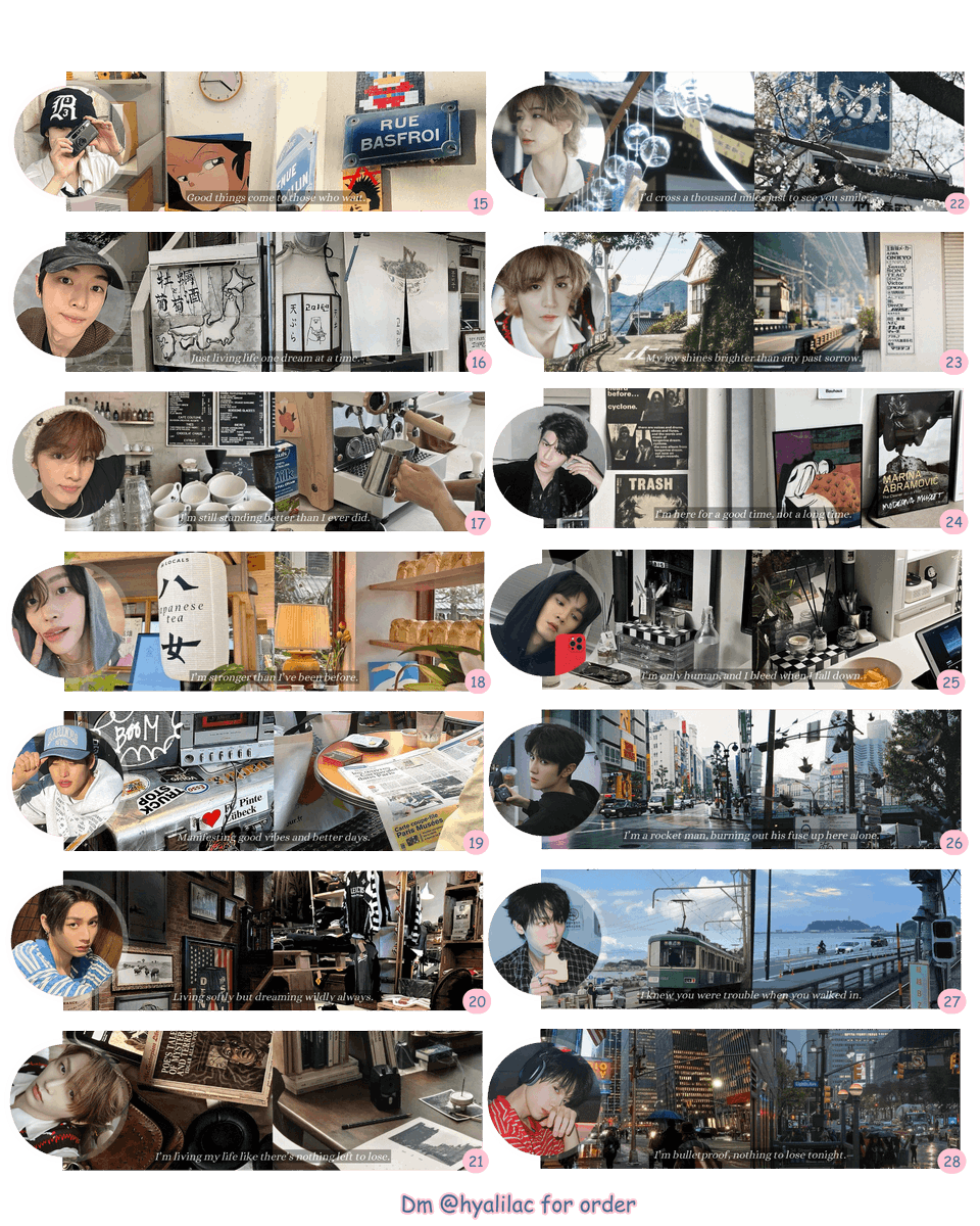 hyalilac's tweet photo. Hii, aku bawa 31 layout boygroup + actor rs ready stock scenery moodie nihh. Scroll down for more, yaa!

💰: 4.000/ea
📝: 2 ava &amp; 2 header
💳: QRIS

Yukkk jajan sekarang juga!! Happy shopping!! 🛍️ 
#zonaba #zonauang https://t.co/zgcvtDdmDs