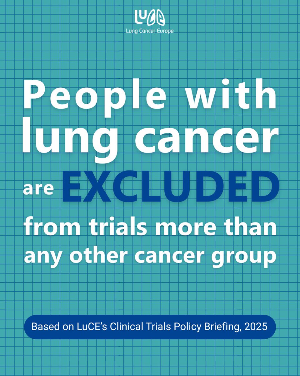 🚫 People with #lungcancer are excluded from clinical trials more than any other cancer group.

LuCE Clinical Trials Policy Briefing highlights how barriers like age, other health conditions, gender &amp; genomic subtype are still keeping people out of research.

In many parts of