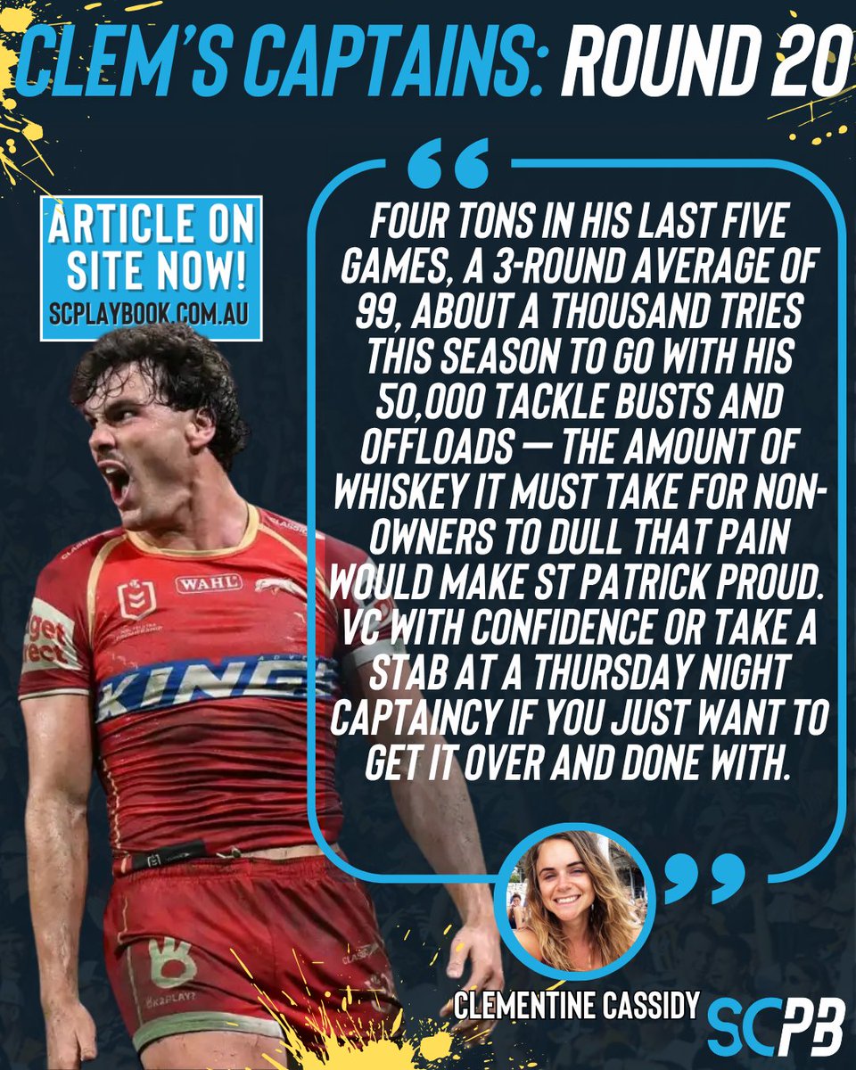 🏉 CLEM'S CAPTAINS 🏉

Deciding who to chuck the armband on this week is wide open. Former 6th place finisher Clem Cassidy dives into all the options in her weekly article available now on our website.

Full article: tinyurl.com/26vkbzw5
