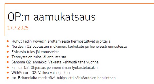 Torstain Aamukatsaus: <a href="/OP_Ryhma/">OP</a> <a href="/OPsijoittaminen/">OPxSijoittaminen</a>
#sijoittaminen #säästäminen