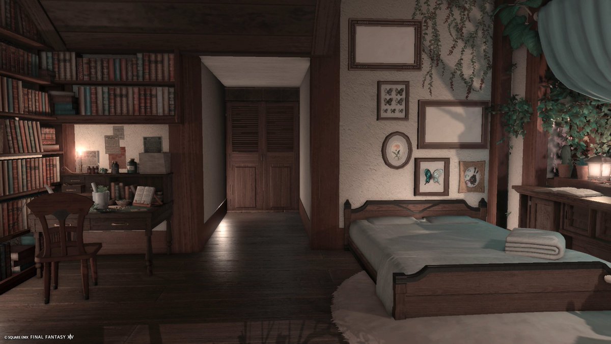 mayucotton06's tweet photo. FC個室をいただいたので、雨夜の森のお部屋を作りました🩵

#FF14ハウジング https://t.co/j8sRiSviCQ