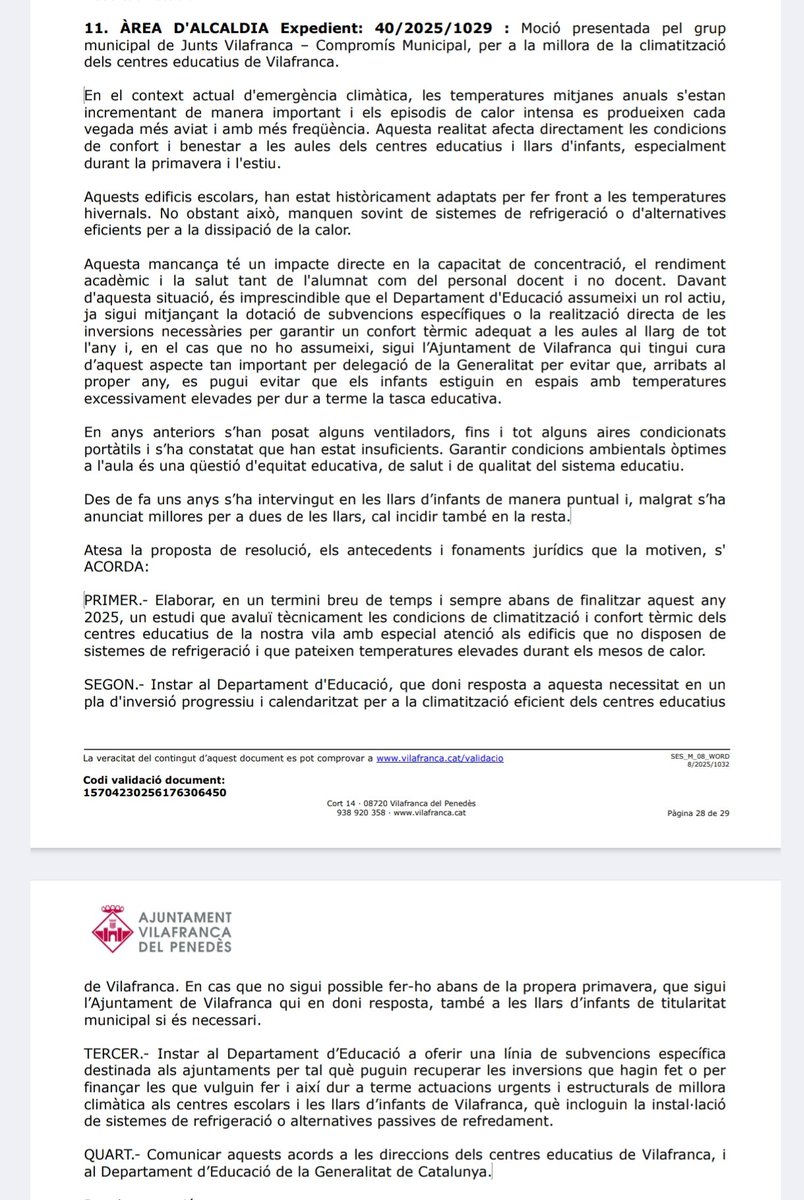 Xell Montserrat (@xellmontserrat) on Twitter photo La calor arriba cada vegada més aviat i amb més freqüència arreu i afecta directament als centres educatius. Té impacte directe en la capacitat de concentració, el rendiment acadèmic i la salut tant de l'alumnat com del personal docent i no docent. <a href="/JuntsxCatVila/">Junts | Vilafranca</a> <a href="/JXCat_SdC/">Junts per la Societat per al Coneixement</a> La calor arriba cada vegada més aviat i amb més freqüència arreu i afecta directament als centres educatius. Té impacte directe en la capacitat de concentració, el rendiment acadèmic i la salut tant de l'alumnat com del personal docent i no docent. <a href="/JuntsxCatVila/">Junts | Vilafranca</a> <a href="/JXCat_SdC/">Junts per la Societat per al Coneixement</a>