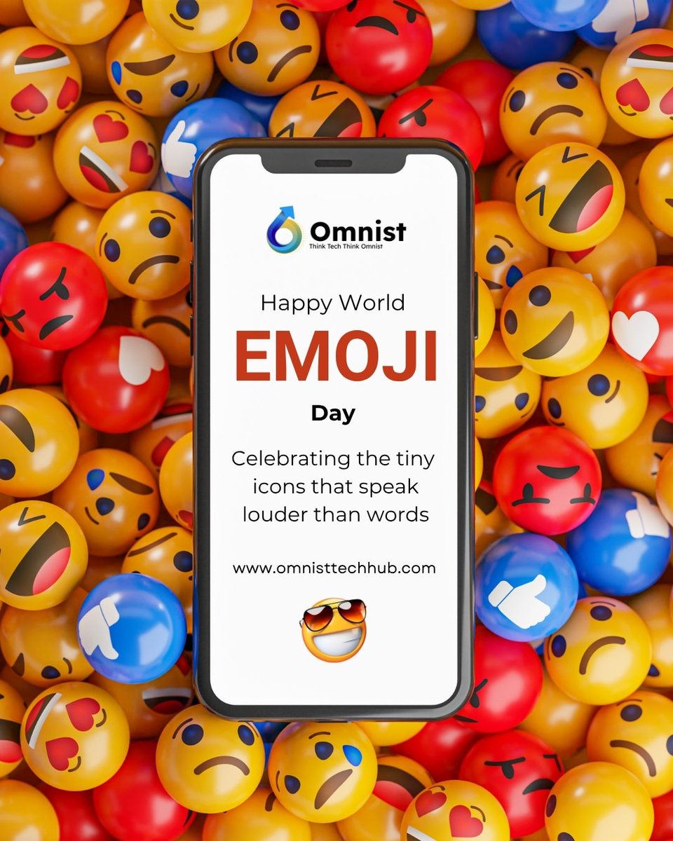 📱 #HappyWorldEmojiDay from #Omnist!🎉

#Emojis: tiny icons, big impact! From 😎 to ❤️, they say what words sometimes can't. Let’s celebrate the little symbols that keep our digital conversations fun, expressive, and human. omnisttechhub.com

#WorldEmojiDay #EmojiDay #Emoji