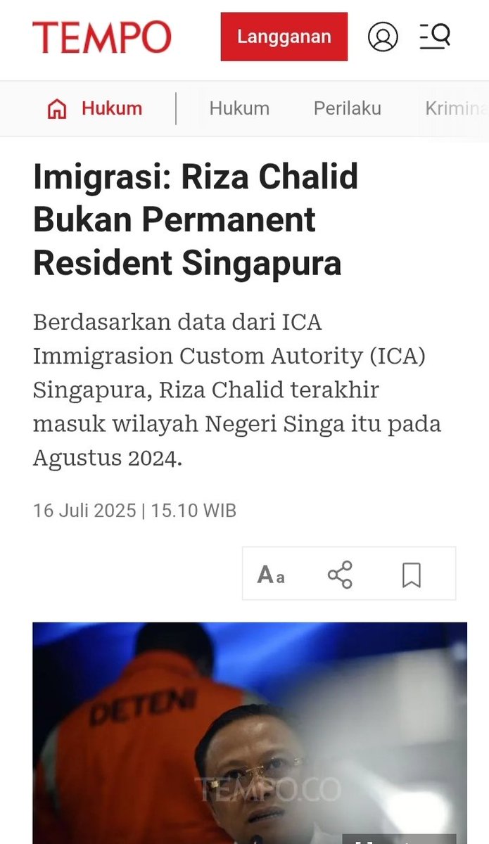 RIZA CHALID BUKAN PR SINGAPURA, LARI KE MANA LAGI?
Dugaan kuat dia ngumpet di Malaysia

Ini bukan cm soal lokasi buron, tpi ujian buat negara, serius atau nggak kejar buronan kakap ini?

Kejagung hrs maksimalkan lg koordinasi lintas negaranya, jangan biarin dia kabur tambah jauh!