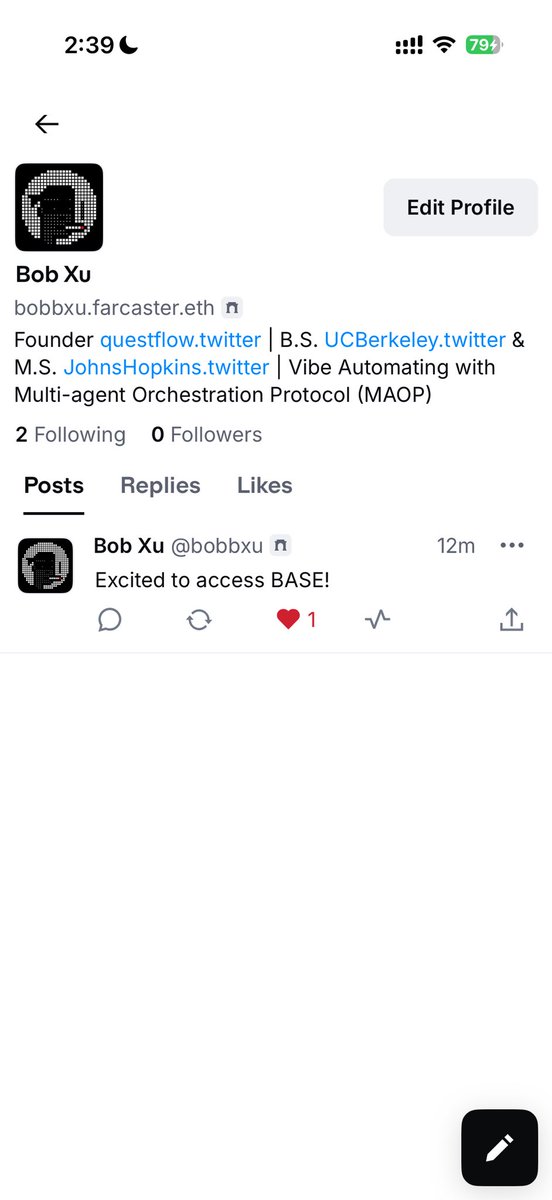 Bobbxu's tweet image. Just made my first dollar on the @base app.
@jessepollak I believe this is basically onchain WeChat with everything decentralized.
So inspiring!
