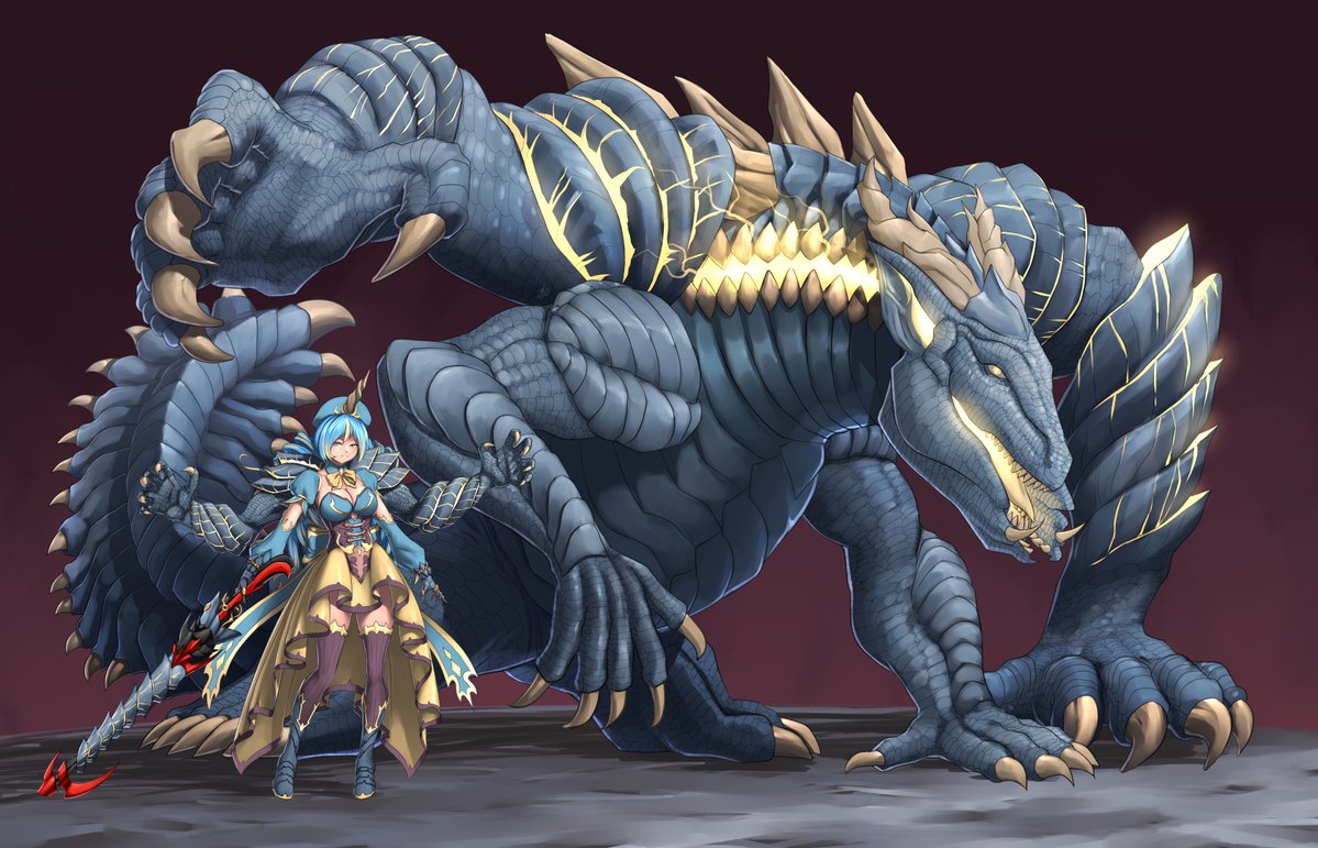 S20_TBL's tweet image. Archdemon Mami Tomoe and her Archdemon Gaismagorm form
(Monster Hunter x Madoka Magica crossover art, commissioned by Zumy)
Thank you!