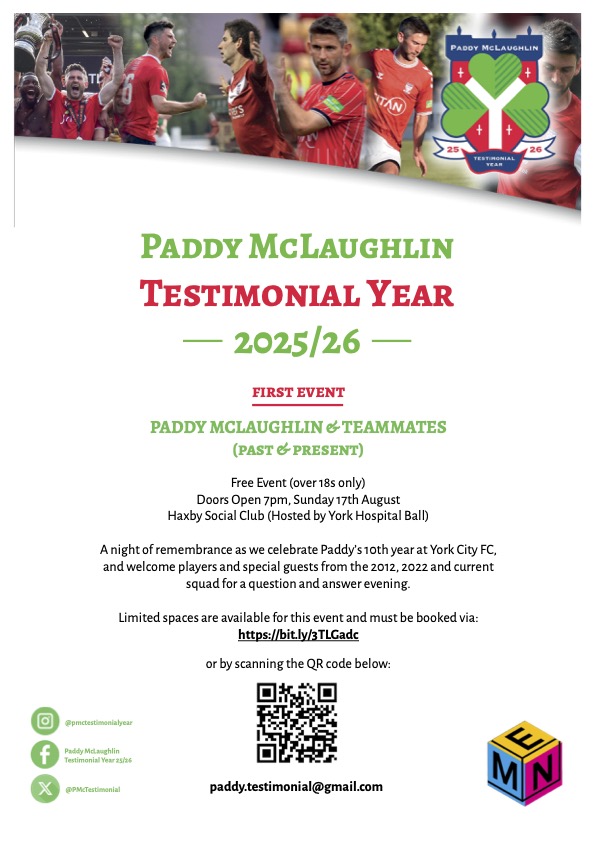 Paddy McLaughlin and Teammates

Where - Haxby Social Club
When - 7pm, 17th August
How to book - bit.ly/3TLGadc

Although this event is free, tickets need to be booked in advance. Due to licensing laws, it is an over-18s event.

Named guests are on the way soon!