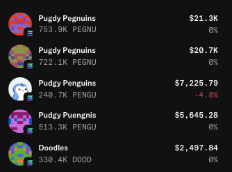 Neil_from_MNL's tweet image. GM! Thought I was accumulating gen wealth when I opened my wallet. Turns out, I got a lot of fake PENGU and DOOD tokens in it. 🥲