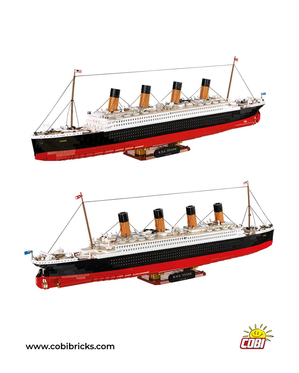 COBI_Bricks's tweet image. 🇬🇧🚢⚓ The great legend of the seas returns!
The R.M.S. TITANIC in the perfect 1:300 scale will set sail into your collection at the beginning of August!
📏 With an impressive length of 91 cm, this model is packed with details and refined design – no exaggerated proportions, just…