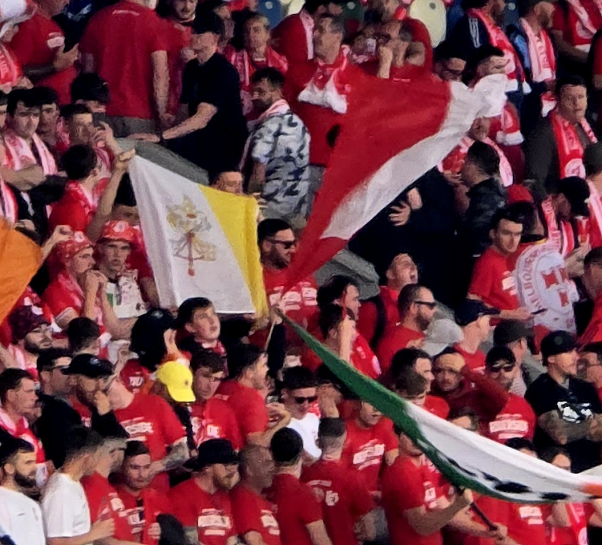 Does <a href="/shelsfc/">Shelbourne FC</a> actually have a Vatican city based support who visited Windsor Park in Belfast for the Linfield game. <a href="/OfficialBlues/">Linfield FC</a>