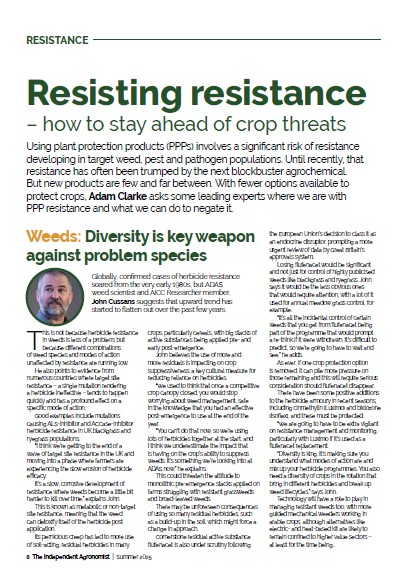 AICC1981's tweet image. In the new Independent Agronomist Magazine out now, @adamclarke_1 speaks with @WeedSciJohn @ADASGroup who argues that diversity may be the key weapon in combatting herbicide resistance. Read about it and more at aicc.org.uk/admin/resource…
#independent #agronomy