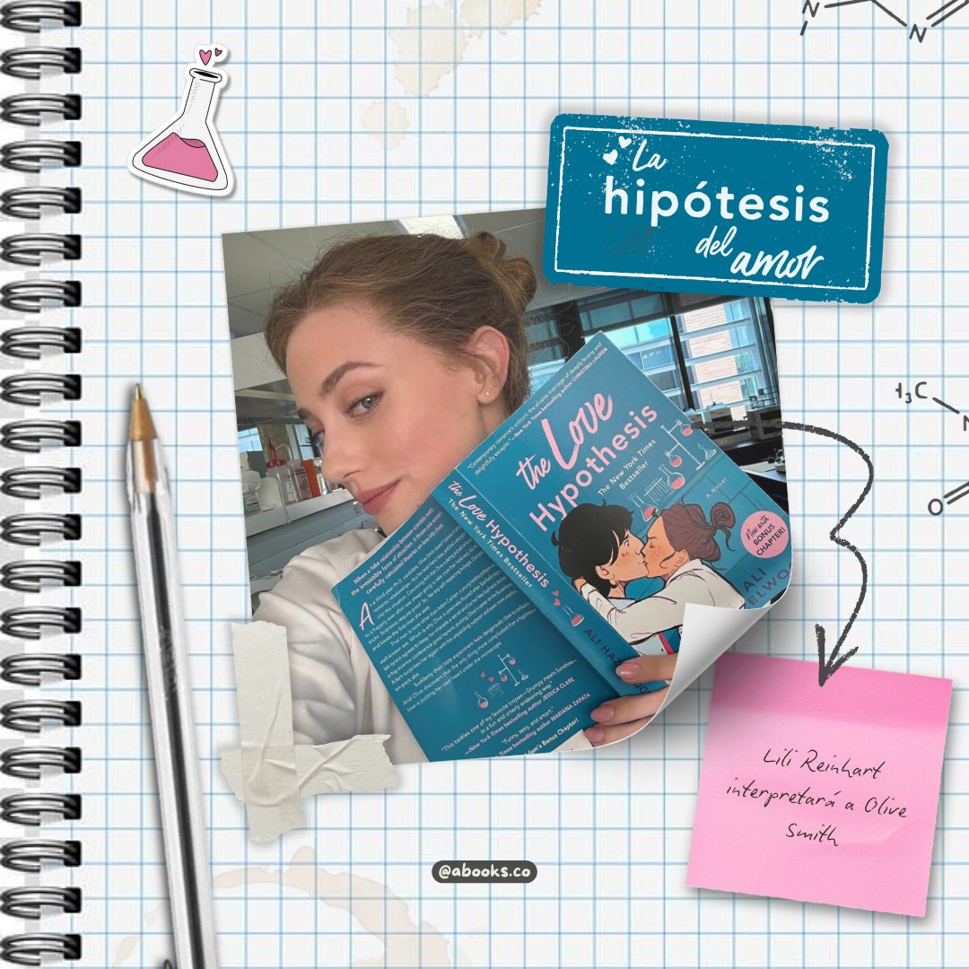 abooksco's tweet photo. HABRÁ ADAPTACIÓN de La Hipótesis del Amor, de Ali Hazelwood 😩✨

• Lili Reinhart interpretará a la candidata a doctorado, Olive Smith

‼️ Aún no se sabe quién interpretará a Adam Carlsen

#libroslibroslibros #adaptacionesliterarias #librosrecomendados #romance #movies #booktwt https://t.co/CkRcVDbX5R