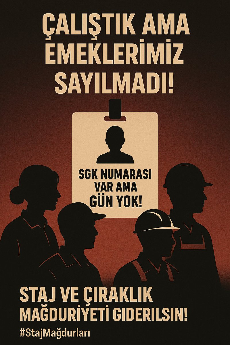 Emek verdik, çalıştık..
Bu Mu Adalet?
#ÇırakStajyer39YıldırSigortaMağduru