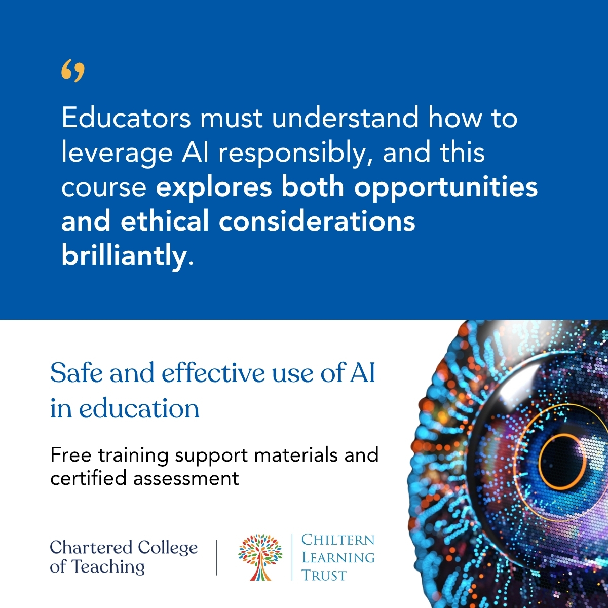 CharteredColl's tweet image. Last month we released training materials developed with @ChilternLT and DfE to help teachers and leaders understand and use AI tools safely and effectively, exploring both opportunities and ethical considerations. 🤖📚
Access here:chartered.pulse.ly/54ysuxey6y
#AIinEducation