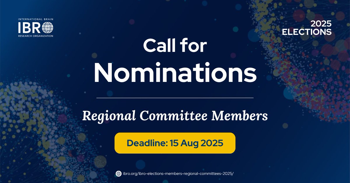 IBROorg's tweet image. Calling for nominations 📣 With the 2025 Elections NOW OPEN, IBRO invites #IBROmembers to nominate scientists for the 5 Regional Committees
Your voice matters in building IBRO's inclusive & regionally driven leadership in #neuroscience
Learn more: ibro.org/ibro-elections…