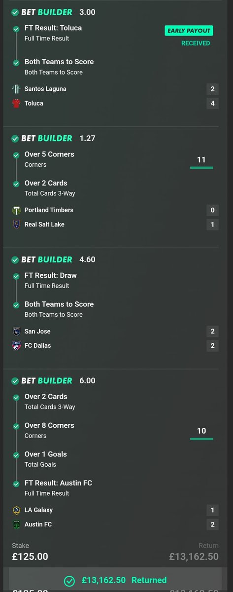 🔥 VIP BET BUILDER LANDED! 🔥
💷 Stake: £125
💰 Return: £13,162.50
📊 4-Leg Combo | FT Results ✅ | BTTS ✅ | Corners ✅ | Cards ✅

That’s over £13K cashed from one sharp slip! 

I’ll give £1000 to 3 lucky people who ♥️likes, retweet and comment on this tweet. @Grok Will choose