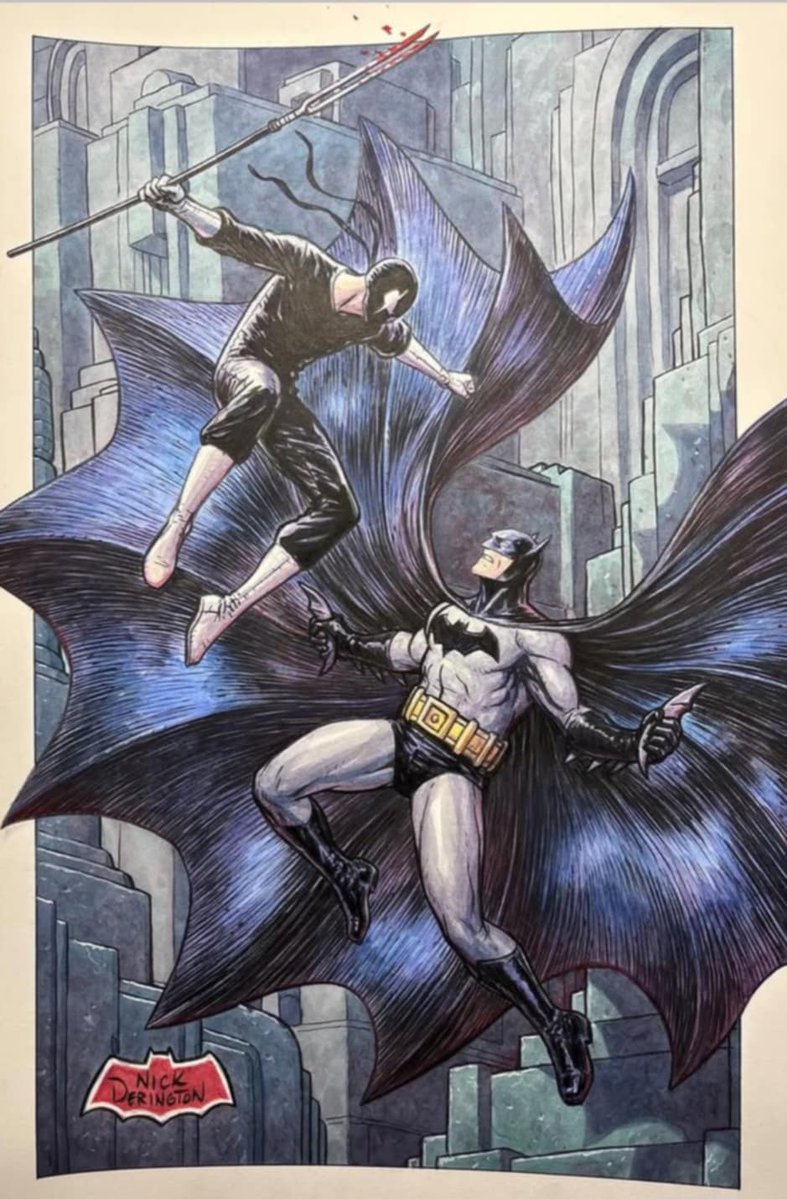 MattWagnerComic's tweet image. Hey gang...check out this incredible tribute to the first BATMAN/GRENDEL crossover by my pal, the uber-talented Nick Derrington!