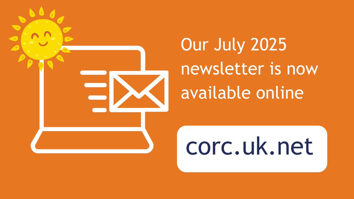 CORCcentral's tweet image. Our latest newsletter is now available, and includes lots of new news, resources, insights, research, opportunities to get involved, training and events. Check it out here 👀 orlo.uk/BgSXh
To receive our next newsletter in Sept, sign up here: orlo.uk/G1suP