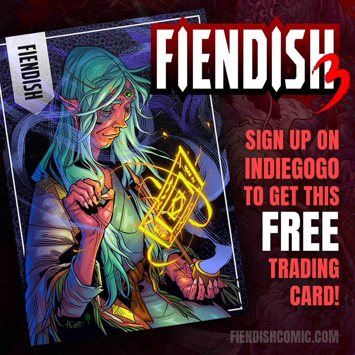 RenieDraws's tweet image. We have crossed 600 sign-ups for FIENDISH #3! THANK YOU!!
Reminder that we will be launching in 6 DAYS, on July 24th. Sign up now so you don't miss the launch, and to get this free trading card, drawn by @ACZamudio and colored by me!
Sign up link below ✨👇…