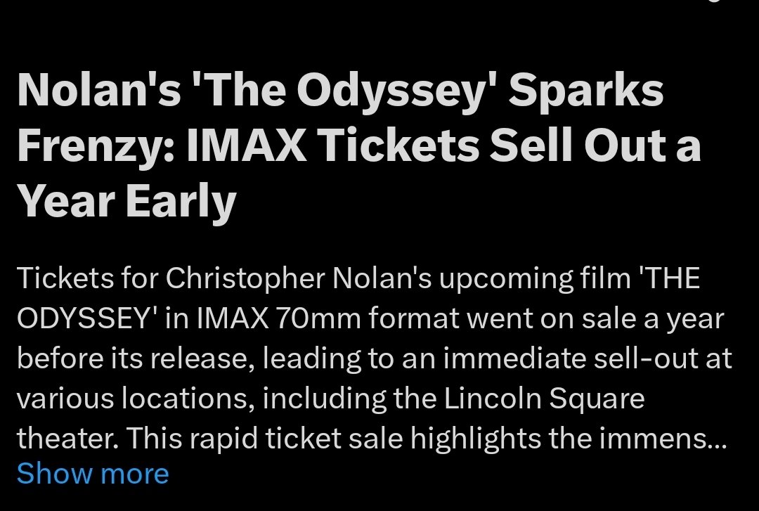 tired7593's tweet image. There are levels to this shit
And we now know Gunn isn't even in Nolan's galaxy, let alone his league
Could Gunn sell out a theater a year in advance for anything he makes? Not in his dreams