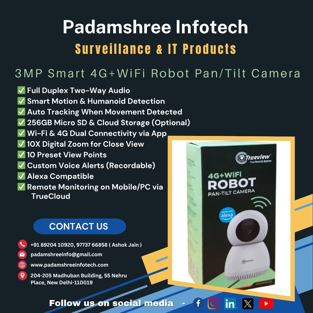 padamshreetech's tweet photo. 🔐 Upgrade Your Security with the 3MP Smart 4G+WiFi Robot Camera!

Smart Pan/Tilt Monitoring with 352° rotation, motion tracking, 10X zoom, and two-way audio.

#SmartCamera #4GCamera #WiFiCamera #HomeSecurity #RobotCamera #TrueCloud #PadamshreeInfotech https://t.co/9fwG15m9GC