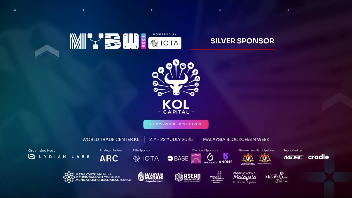🥈 Welcoming @kolcapital as a Silver Sponsor for #MYBW2025!

KOL Capital is a premier Crypto VC fund powered by top influencers and experts across Web3. More than just capital, they bring strategic marketing, networking, and communication support — accelerating the growth of