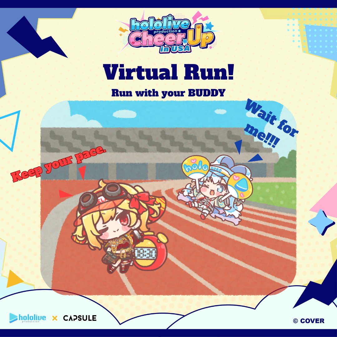 ou_en_event_usa's tweet image. Why run alone when you can run with your oshi crew?
Team up like Kaela and Kobo!!
Let’s Cheer UP together!Come on!📣
@kaelakovalskia
@kobokanaeru
🎟️ Sign up for the Fun Run now: reurl.cc/DqEgz5
#hololiveCheerUP #hololiveFunRun #hololiveCafe #hololiveUSA #OUENEVENTUSA