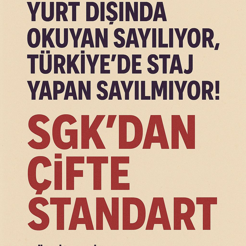 Devletin Temeli Adalettir
Stajyer ve Çırağı 3308'e Kurban Ettiniz. 

Bu Mu Adalet?
#ÇırakStajyer39YıldırSigortaMağduru